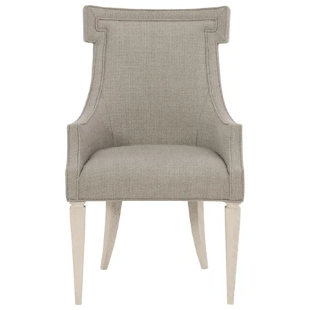 Transitional Upholstered Arm Chair with Solid Wood Legs